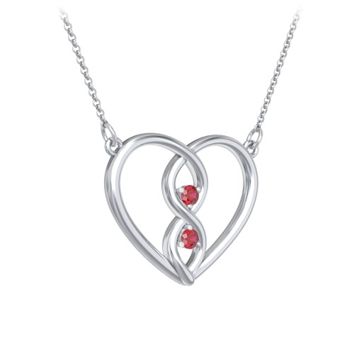 Entwined Infinity Heart Necklace – Sterling Silver with Garnet
