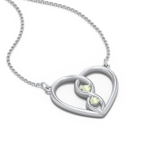 Entwined Infinity Heart Necklace – Sterling Silver with Peridot
