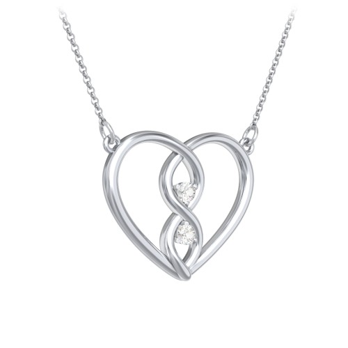 Entwined Infinity Heart Necklace – Sterling Silver with Cubic Zirconia