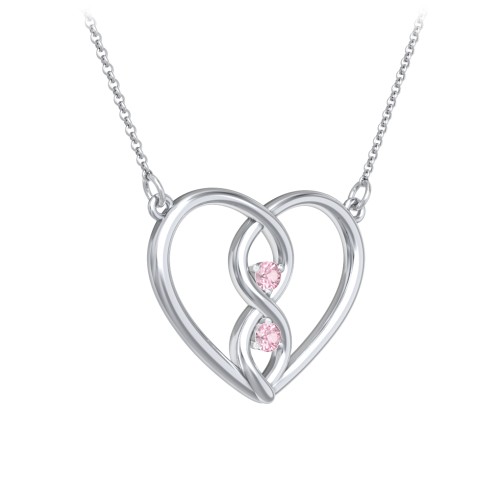 Entwined Infinity Heart Necklace – Sterling Silver with Pink Tourmaline