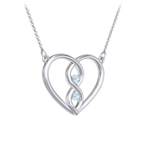 Entwined Infinity Heart Necklace – Sterling Silver with Blue Topaz