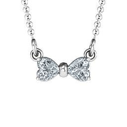 Adorable Bow Necklace in 925 Sterling Silver with Diamond