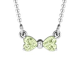 Adorable Bow Necklace in 925 Sterling Silver with Peridot