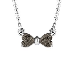 Adorable Bow Necklace in 925 Sterling Silver with Smokey Quartz