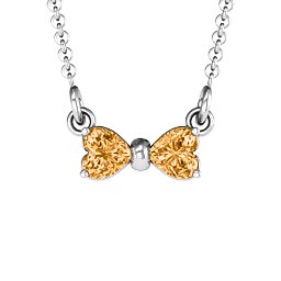 Adorable Bow Necklace in 925 Sterling Silver with Citrine