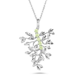 Roots Of Love 5-Stone Family Tree Necklace in 925 Sterling Silver with Peridot