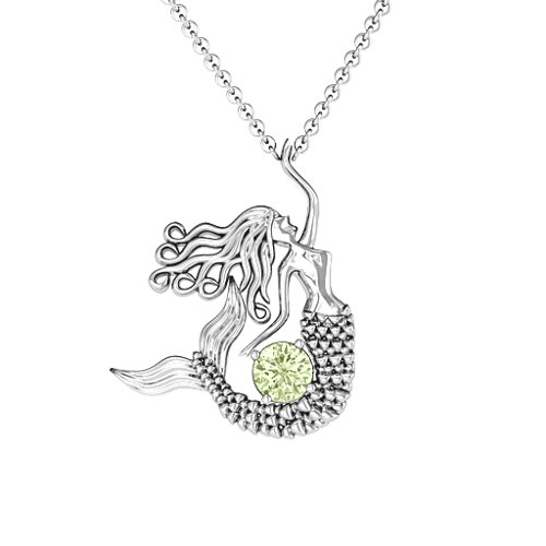 Majestic Mermaid Necklace – Sterling Silver with Peridot