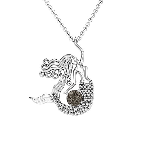 Majestic Mermaid Necklace – Sterling Silver with Smokey Quartz
