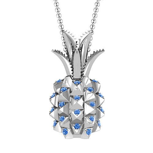 Pretty In Pineapple Necklace – Sterling Silver with Fancy Blue Premium Zirconia