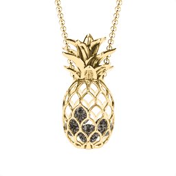 Pineapple Cage Necklace in 18K Gold Plated Silver with Smokey Quartz, Blue Sapphire, and Emerald