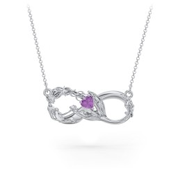Magical Mermaid Infinity Necklace in 925 Sterling Silver with Amethyst