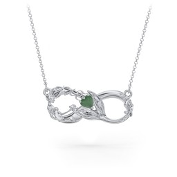 Magical Mermaid Infinity Necklace in 925 Sterling Silver with Emerald
