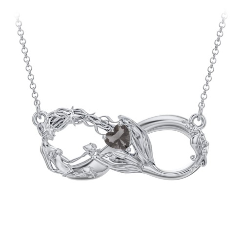 Magical Mermaid Infinity Necklace – Sterling Silver with Smokey Quartz