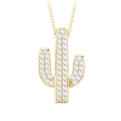 Feelin' Prickly Cactus Necklace – 10K Yellow Gold with Fancy Blue Premium Zirconia