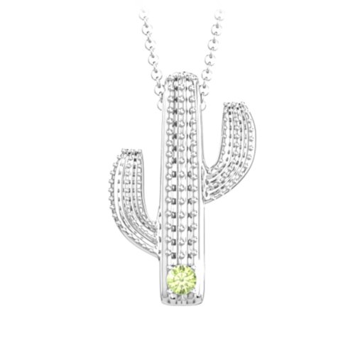 Cutesy Cactus Necklace – Sterling Silver with Peridot