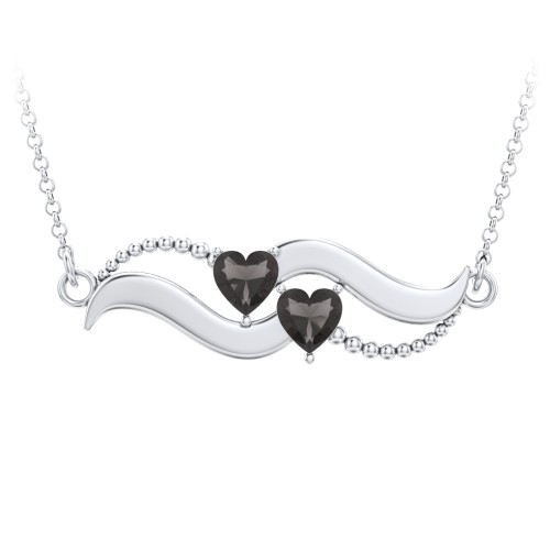 Hearts on a Wave Pendant – Sterling Silver with Smokey Quartz