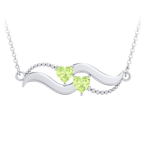 Hearts on a Wave Pendant – Sterling Silver with Peridot