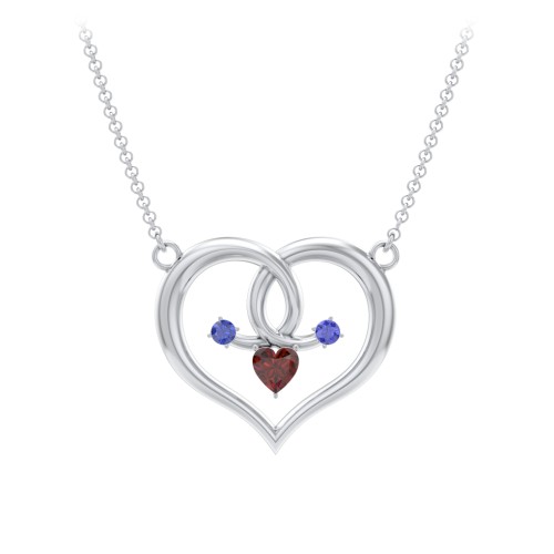 Heart Pendant with Heart and Round Cut Birthstones