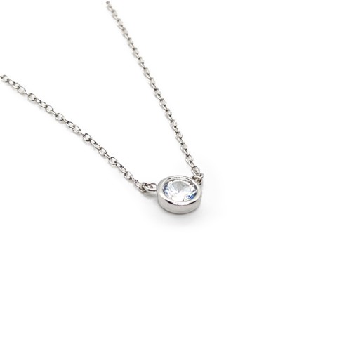 Sterling Silver Cubic Zirconia Solitaire Pendant