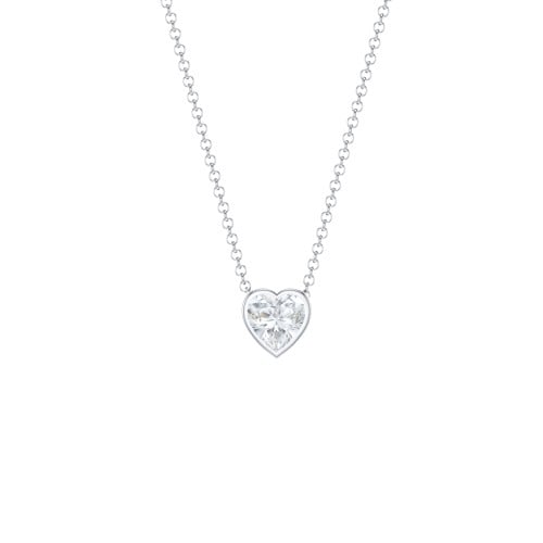 Sterling Silver Cubic Zirconia Solitaire Heart Pendant