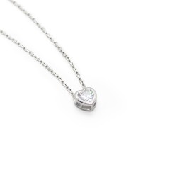 Sterling Silver Cubic Zirconia Solitaire Heart Pendant