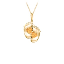 Engravable Baby Feet Two Stone Pendant