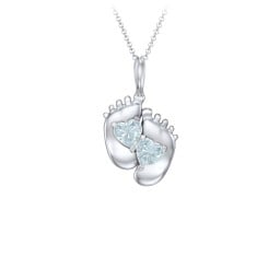 Engravable Baby Feet Two Stone Pendant