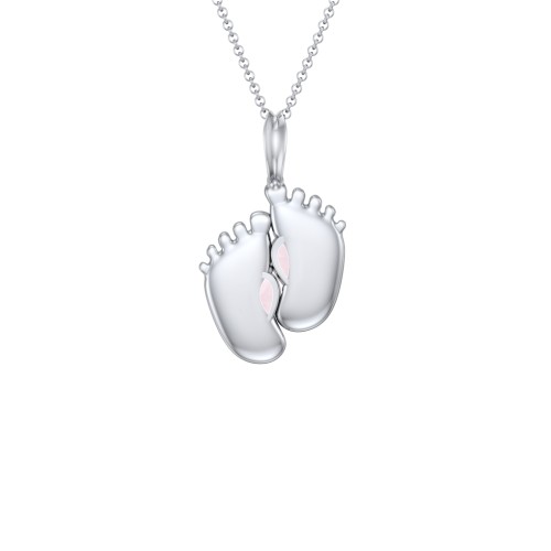 Engravable Baby Feet Two Stone Pendant