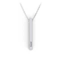 Vertical 3D Bar Necklace with Engraving – Sterling Silver