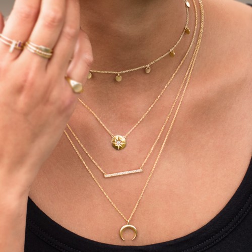 Disc Pendant with Star Set Gemstone