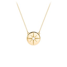 Disc Pendant with Star Set Gemstone in 18K Gold Plated Silver with Cubic Zirconia