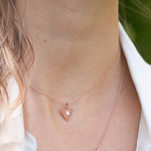 Triangle Pendant with Gemstone – Sterling Silver with Blue Topaz