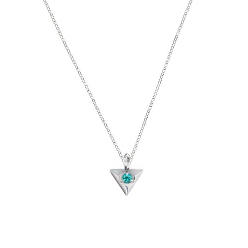 Triangle Pendant with Gemstone – Sterling Silver with Blue Topaz