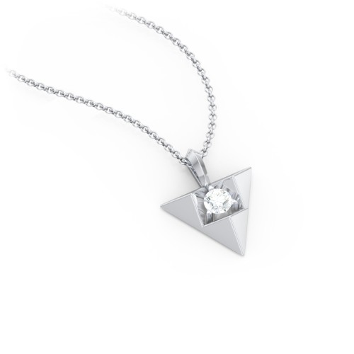 Triangle Pendant with Gemstone – Sterling Silver with Diamond