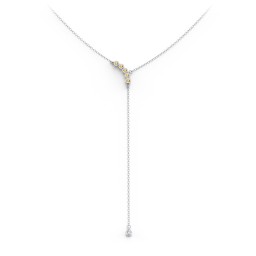 Bezel Gemstone Lariat with Ball Charm in 925 Sterling Silver with Citrine