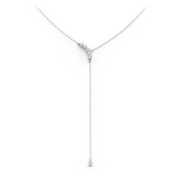 Bezel Gemstone Lariat with Ball Charm in 925 Sterling Silver with Peridot