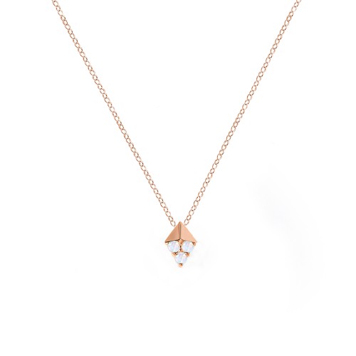 Diamond Shape Pendant with Gemstones – 10K Rose Gold with Amethyst
