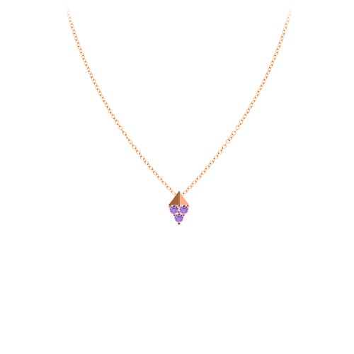 Diamond Shape Pendant with Gemstones – 10K Rose Gold with Amethyst