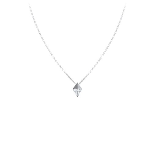 Diamond Shape Pendant with Gemstones – Sterling Silver with Cubic Zirconia