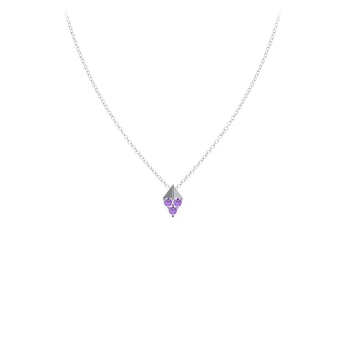 Diamond Shape Pendant with Gemstones – Sterling Silver with Amethyst