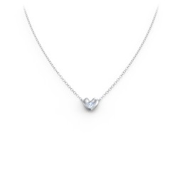 Puffed Heart Pendant with Gemstone in 925 Sterling Silver with Aquamarine