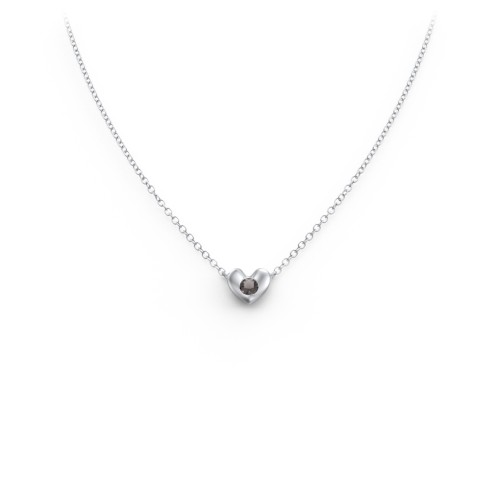 Puffed Heart Pendant with Gemstone