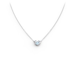 Puffed Heart Pendant with Gemstone in 925 Sterling Silver with Blue Topaz
