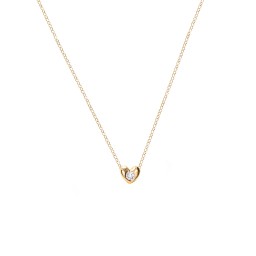 Puffed Heart Pendant with Gemstone in 10K Solid Yellow Gold with Cubic Zirconia