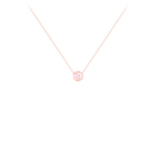 Solitaire 2mm Round Gemstone Pendant – 10K Rose Gold with Pink Tourmaline