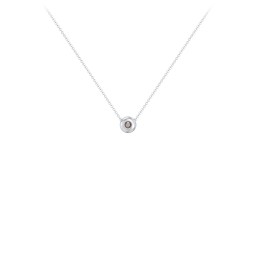 Solitaire 2mm Round Gemstone Pendant in 925 Sterling Silver with Smokey Quartz