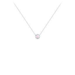 Solitaire 2mm Round Gemstone Pendant in 925 Sterling Silver with Pink Tourmaline