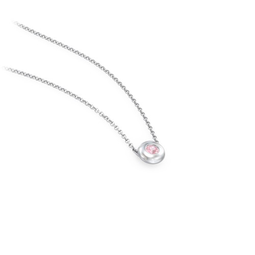 Solitaire 2mm Round Gemstone Pendant – Sterling Silver with Pink Tourmaline