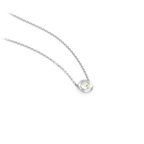 Solitaire 2mm Round Gemstone Pendant – Sterling Silver with Peridot