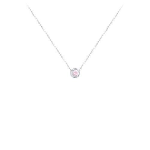 Solitaire 2mm Round Gemstone Pendant – Sterling Silver with Pink Tourmaline